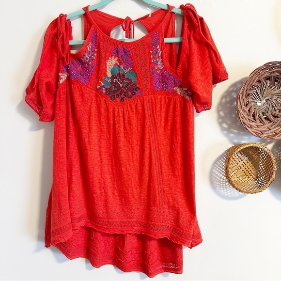 Free People Fast times cold shoulder blouse top - Picture 6 of 8